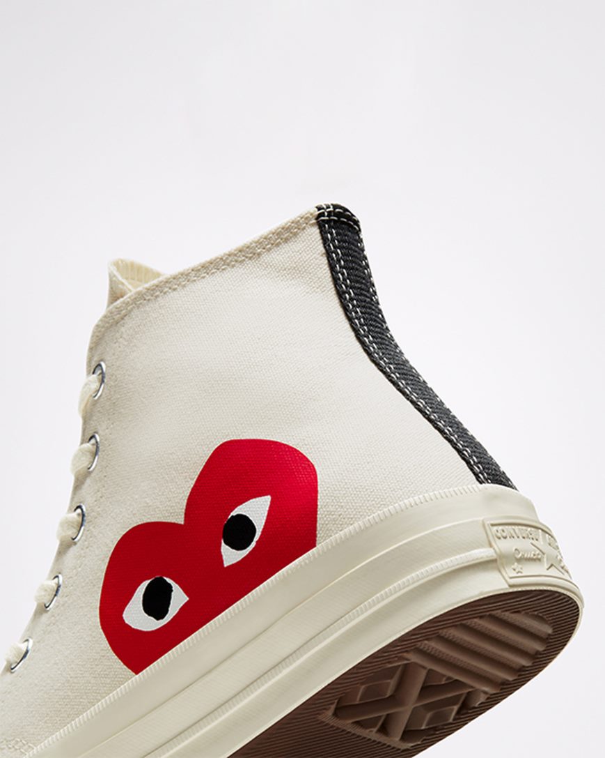 Tenisi Inalti Barbati Converse x Comme des Garçons PLAY Chuck 70 Albi Rosii | RO U13GJD530